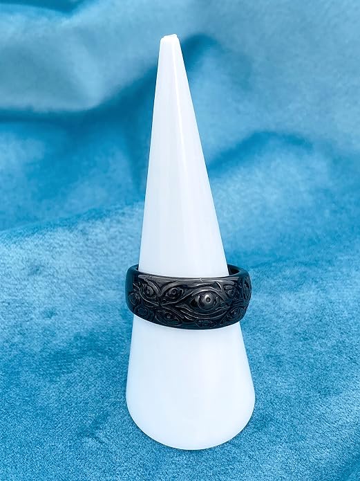 Gothic Evil Eye Ring Black Demon Eyes Band Rings